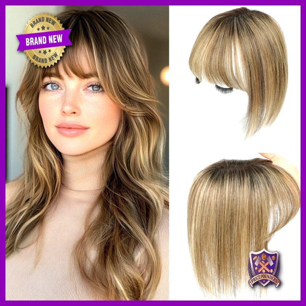 Real Human Hair Topper with Bangs Swiss Base Hairpiece for Thinning Hair
